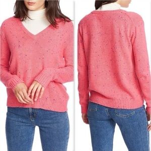 *Brand New COURT & ROWE Pink Speckled V-Neck Sweater - Size Small